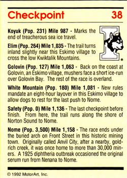 1992 MotorArt Iditarod Sled Dog Race #38 Checkpoint Back